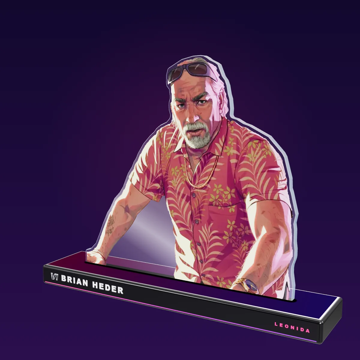 GTA 6 Brian Heder acrylic stand 3D model (our concept, not an official product)