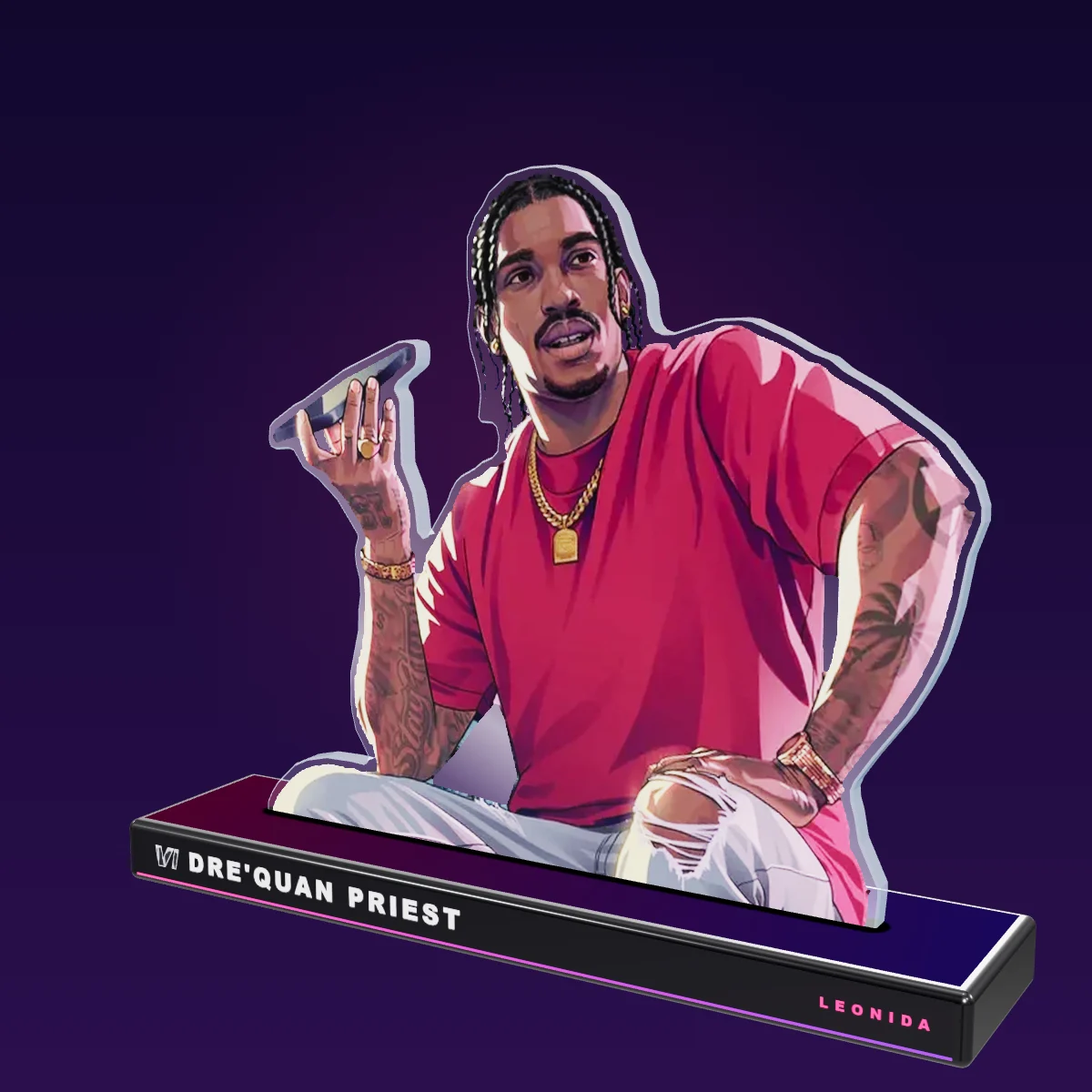 GTA 6 Dre'Quan Priest acrylic stand 3D model (our concept, not an official product)