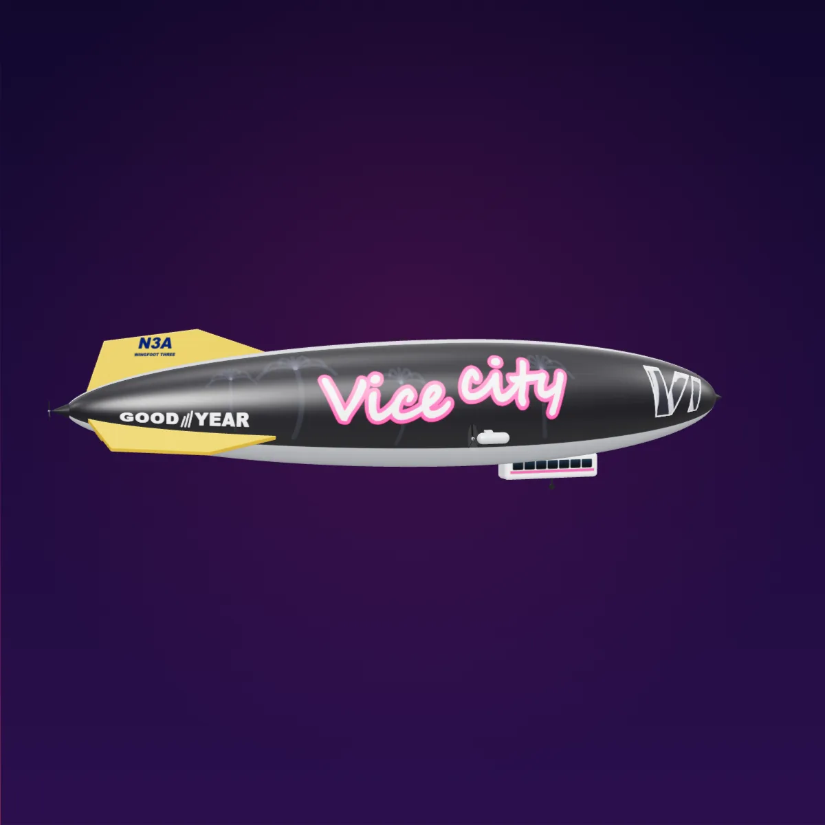 GTA 6 Goodyear blimp Wingfoot Three in the Vice City livery 3D model