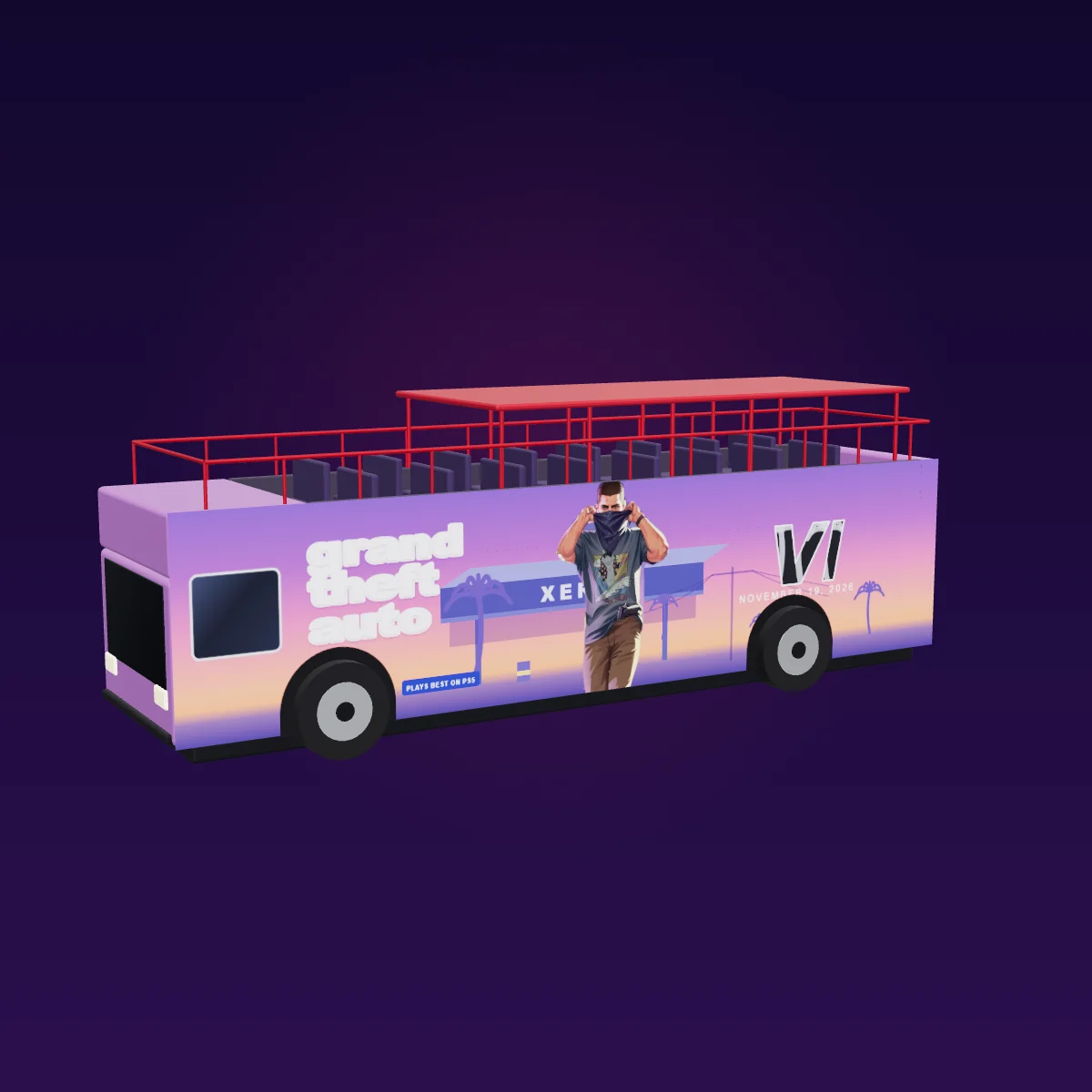 GTA 6 sightseeing bus spotted in Miami 3D model