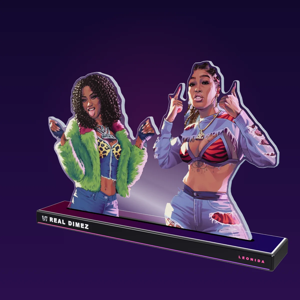 GTA 6 Real Dimez acrylic stand 3D model (our concept, not an official product)