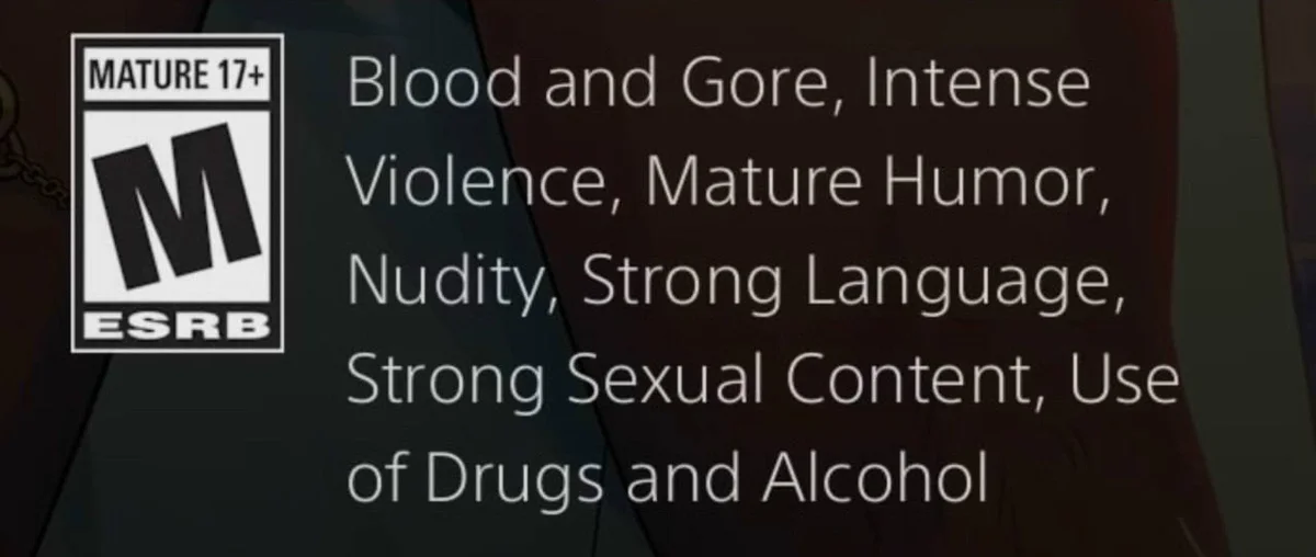 ESRB Mature 17+ badge for GTA 6 with the descriptors Blood and Gore, Intense Violence, Mature Humor, Nudity, Strong Language, Strong Sexual Content, Use of Drugs and Alcohol (PlayStation Store screenshot shared online)