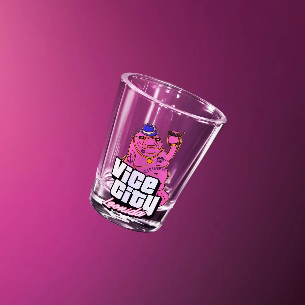 Chunkee the Manatee shot glass — official Rockstar Store product shot